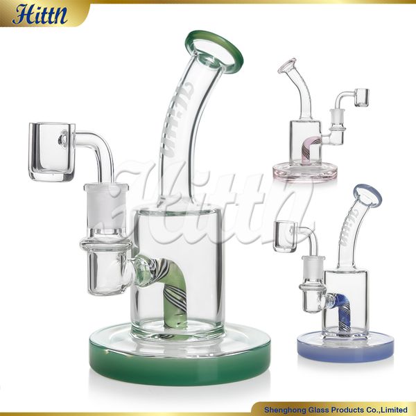 Hittn dab rig bong bong americano colorida soprada 420 cano de água de vidro 7,2 polegadas plataformas de óleo portáteis com 14 mm de quartzo banger verde rosa azul