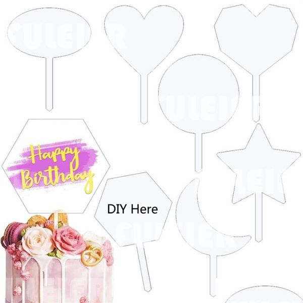 Andere festliche Partyartikel 7Style 10er-Pack klare Acryl-Kuchenaufsätze Blanko-DIY-Geburtstagsaufsatz für Hochzeitstag Decorat23 Dhsrx