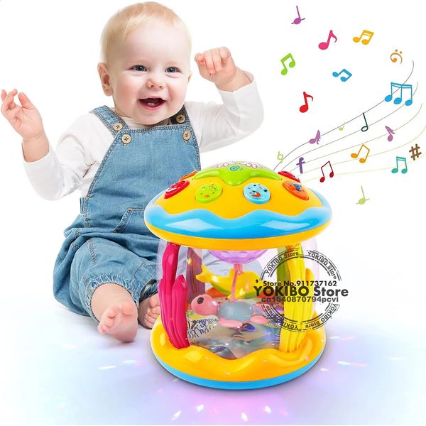 Teclados Piano Brinquedos para Bebês 6 0 12 Meses Brinquedo Musical Bebês Oceano Projetor Rotativo Montessori Brinquedos Educativos Iniciais com Música Luz Crianças 1 2 3 231214