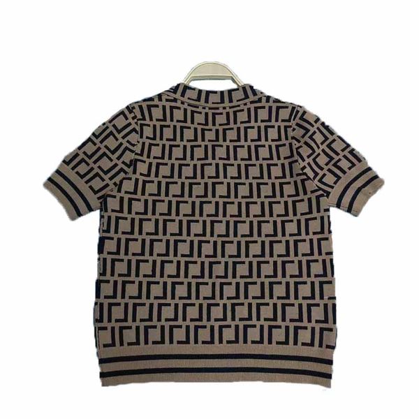 Roupas de grife mulheres camisa polo verão novo clássico estilo vintage jacquard manga curta suéter top tecido de lã pura pulôver estilo temperamento