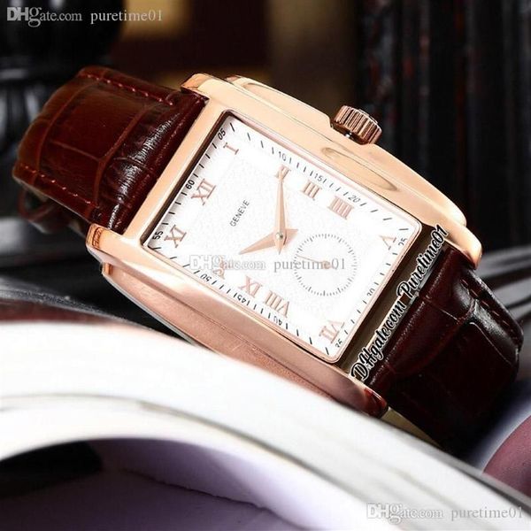 2022 Gondolo 5124G orologio automatico da uomo in oro rosa quadrante strutturato bianco marcatori romani cinturino in pelle marrone 5 stili orologi Puretime0235j