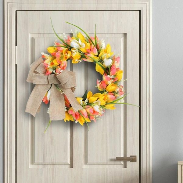 Декоративные цветы, висящие искусственный венок, кулон, тюльпан, подарки, пасхальный дверной знак