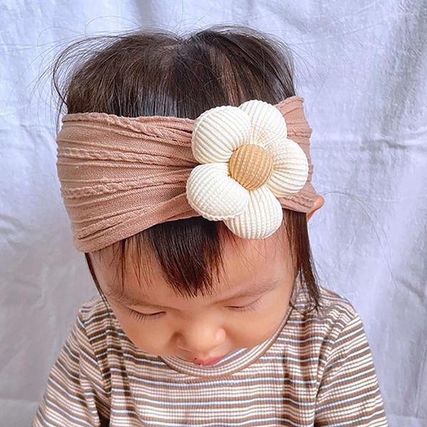 Acessórios de cabelo Bebê Meninas Arcos Headband Flor Ampla Nylon Turbante Born Bow Headwrap Presente Super Macio Elástico
