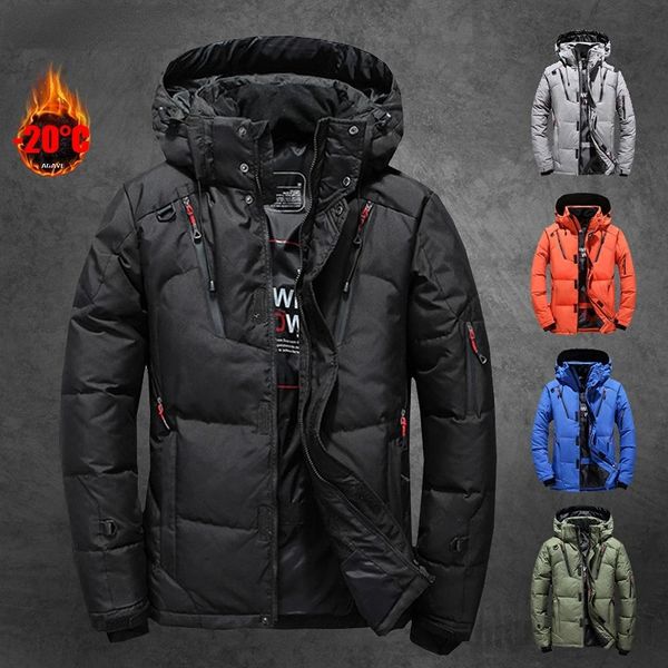 Männer Daunen Parkas 20 Grad Winter Weiße Ente Jacke Verdicken Warme Schnee Mantel Männliche Mit Kapuze Windjacke Oberbekleidung Sportswear 231215