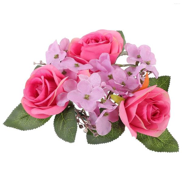 Декоративные кольца с цветами для колонн, свадебный подарок, имитация украшения для ванной комнаты, реквизит, шелковый весенний венок, мини-свечи