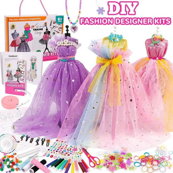 Partyspiele Basteln Mädchen Aufklärung DIY Handgemachte Kinderkleidung Design Nähset Kreative Herstellung von 6- bis 12-jährigen Spielzeugen 231215