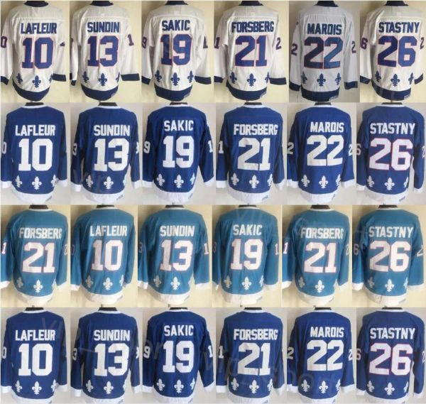 CUSTOM CCM Hockey Retro 19 Joe Sakic Jersey Retire 21 Peter Forsberg 26 Peter Stastny 10 Guy Lafleur 22 Marois 13 Mats Sundin Vintage Classi