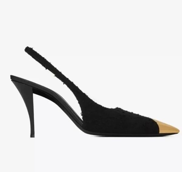 Роскошные женские сандалии Vesper, туфли-лодочки с открытой пяткой, лакированная кожа, металлический носок, женские модные туфли на высоком каблуке, удобные вечерние женские туфли для прогулок, EU35-40.BOX