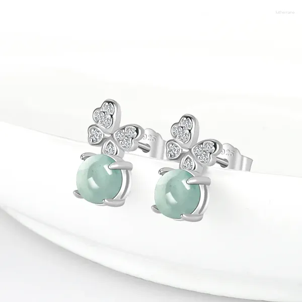 Brincos de parafuso prisioneiro autêntico natural a-grade jade azul água ovo borboleta icetype jadeite moda simples jóias femininas atacado