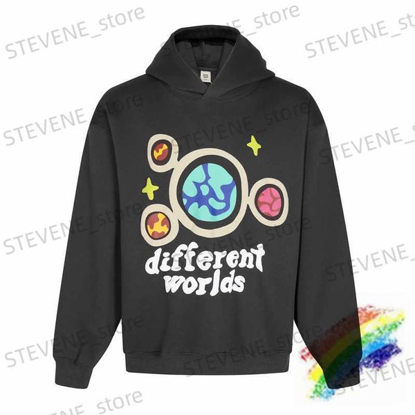 Herren Hoodies Sweatshirts Verschiedene Welten BROKEN PLANET Hoodie Männer Frauen Hohe Qualität Puff Print Pullover Mit Kapuze T231215