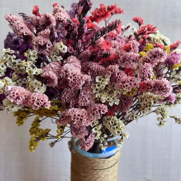 Ghirlande di fiori decorativi 10-25 cm / 40 g Mini bouquet di erba di cristallo naturale essiccata e conservata in colori casuali Fiori secchi veri dimenticati per candele in resina 231214