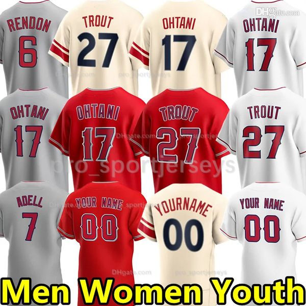 27 Mike Trout Baseball-Trikots Angels Jo Adell Anthony Rendon Gio Urshela Taylor Ward Luis Rengifo Brandon Drury Max Stassi Shohei Ohtani Custom Jersey Männer Frauen Kinder