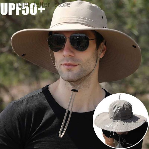 Breite Krempe Hüte Eimer Hüte Sonnenschutz Fischer Kappe Sommer Wasserdicht Breite Krempe Eimer Hut Männer Outdoor Sonnenblende Panama Kappe anti-UV Sport Wandern Kappe YQ231215