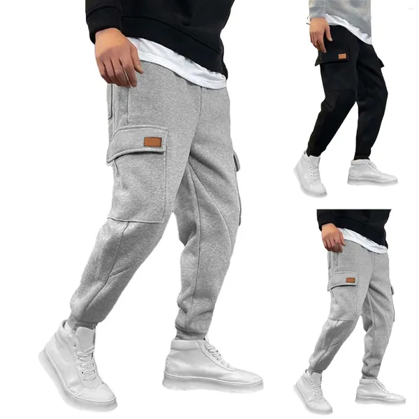 Calças masculinas com cordão moletom jogging alto conforto perna pequena casual espuma casa 10 memória