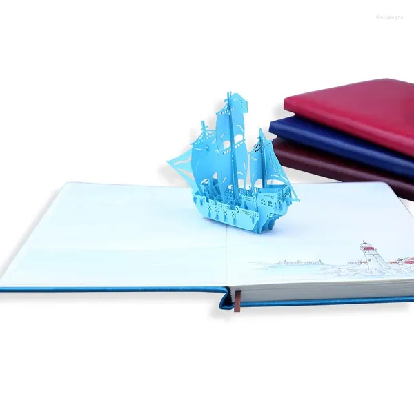 Cuaderno creativo 3D con diseño de barco de vela, Bloc de notas, libro diario para estudiantes