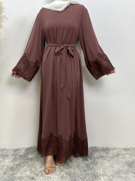 Этническая одежда Рамадан Абая Дубай Мусульманская мода Длинный хиджаб Платье Ислам с поясом Африканские платья Абая для женщин Кафтан Халат Musulmane