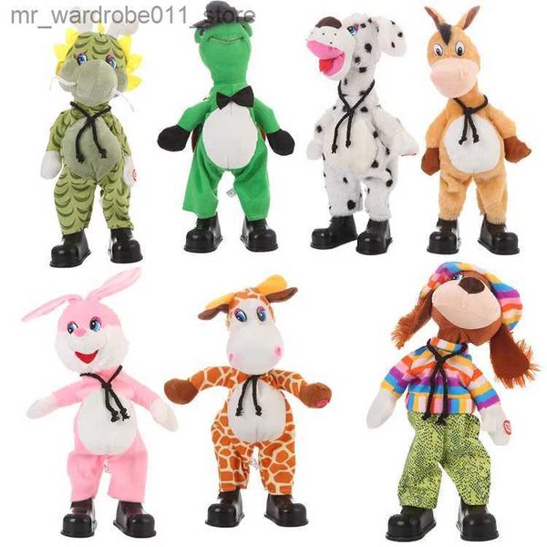 Bonecas de pelúcia cross border elétrica agitar cabeça tartaruga coelho vaca pelúcia brinquedo elétrico agitar cabeça boneca cantando dança agitar cabeça burro q231215