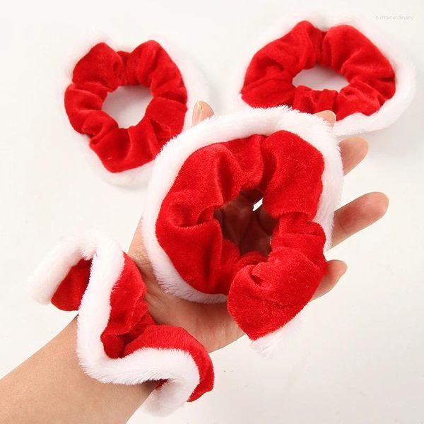 Scrunchies natalizi all'ingrosso per donne ragazze elastici per capelli ornamenti di moda in gomma anello porta coda di cavallo in velluto