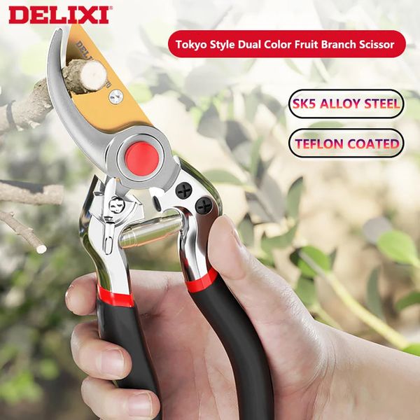 Ferramentas de poda 2023 DELIXI Marca Tokyo Style Garden Scissors Sk5 Alloy Steel Branch Shears Pure Metal Durável Ferramenta de arranjo de flores 231215