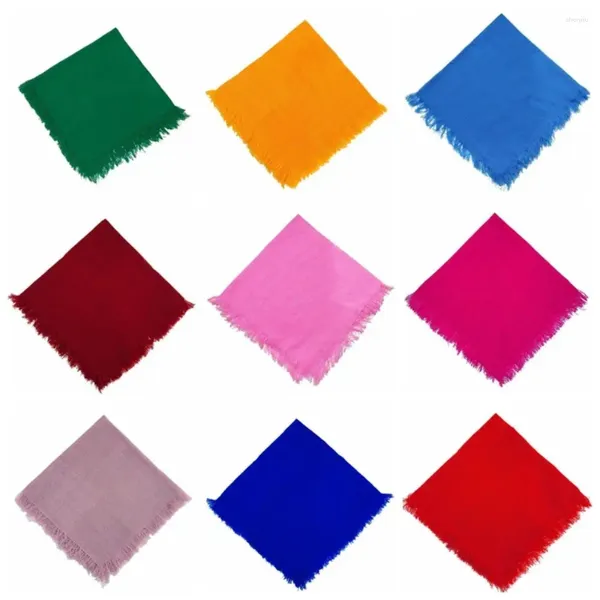 Lenços coreano borla cabeça lenço cor pura mulheres quadrado hijab para senhoras casual xale 75cm bandana grande cabelo