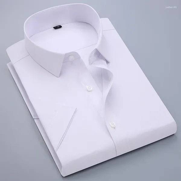 Camisas de vestido masculinas S-4XL clássico punhos franceses camisa de manga comprida coberta carcela formal negócio padrão-ajuste trabalho de escritório branco