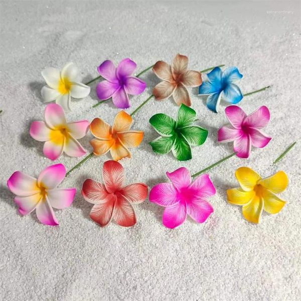 Stück hawaiianische Plumeria-Blumen-Haarspangen, 6,1 cm, Strand-Schaumstoff-Blumen-Kopfschmuck für Hochzeits-Party-Zubehör