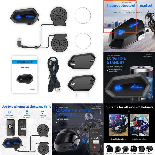 Autoelektronik Bluetooth-Motorradhelm-Headset Drahtlose Freisprecheinrichtung Moto-Headset Musik-Kopfhörer Freisprecheinrichtung Wasserdichter Fahrrad-Kopfhörer