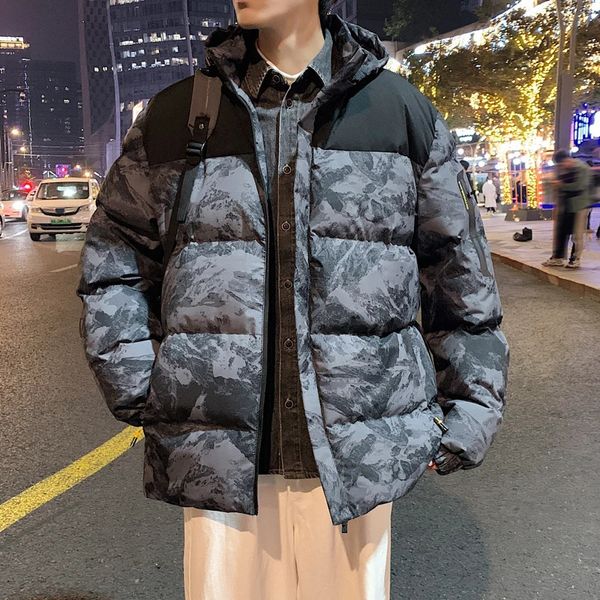 Casacos de inverno masculinos de pele falsa 2023 camuflagem puffer parkas quentes engrossar esportes ao ar livre casacos corta-vento com capuz casaco acolchoado 231215