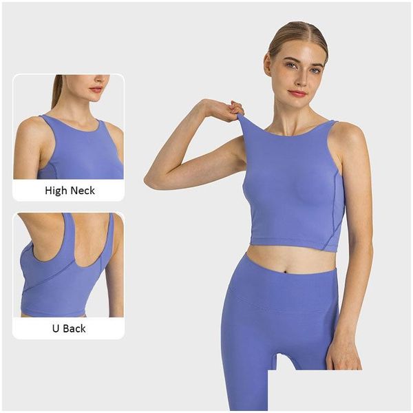 Yoga Outfit L-219 Reggiseno a collo alto Reggiseni slim fit Elastico U Back Canotta sportiva Canotta da donna traspirante con coppe rimovibili Drop Delivery O Dhwo4