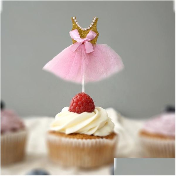 Decorazione del partito Abito Cake Toppers Glitter Wedding Cupcake Decor Suit Bridal Shower 1221333 Consegna a domicilio Giardino domestico Suppl festivo Dh7Lq