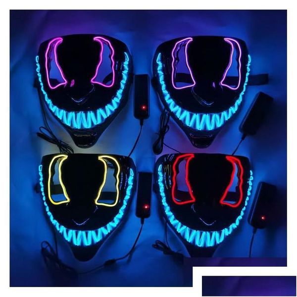 Máscaras de festa LED Máscara de Halloween Brilho luminoso no escuro Cosplay Máscaras 14 cores Drop Delivery Home Garden Festivo Supplie Homefavor Dhg5K