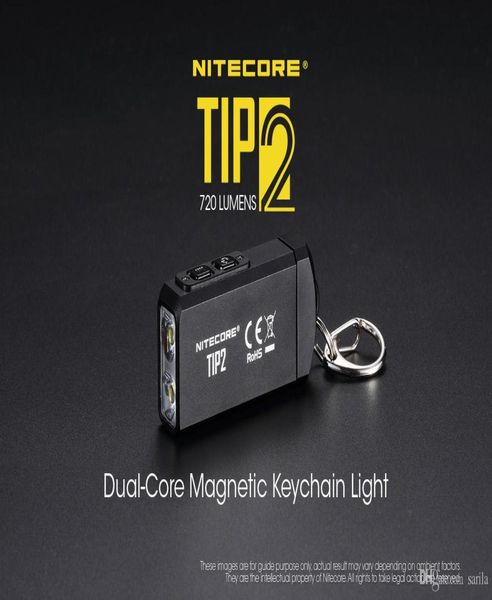 Mini Torcia NITECORE TIP2 XP-G3 S3 720 lumen USB Ricaricabile Portachiavi Torcia Lanterne Portatili con Batteria6496334