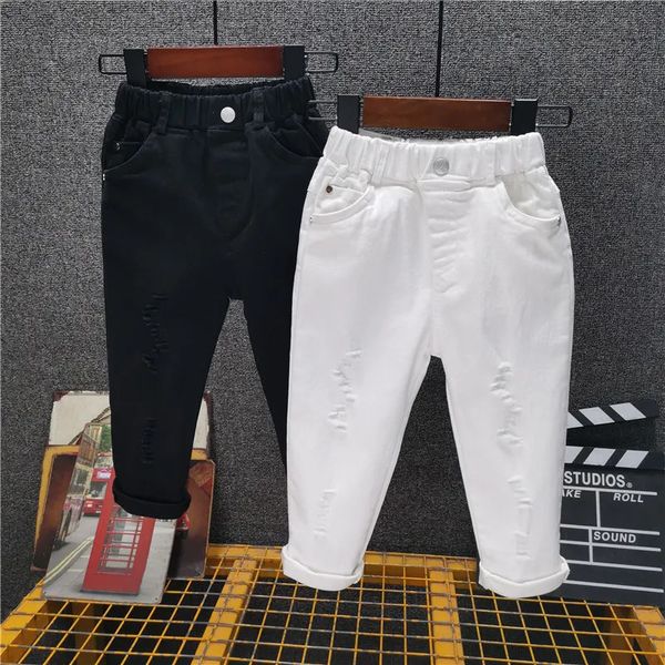 Jeans Jungen Jeans Edition Weiß Broken Caverns Cowboy Hose Jeans Kinder Baby Jungen Jeans Kinder Denim Streetwear 231215