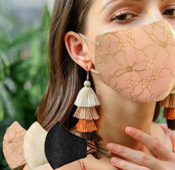 Maschere per feste con fiori in pizzo Maschera per il viso in cotone riutilizzabile traspirante lavabile per adulti Maschera per bocca regolabile antipolvere retrò da donna 120 pezzi T1I3439947