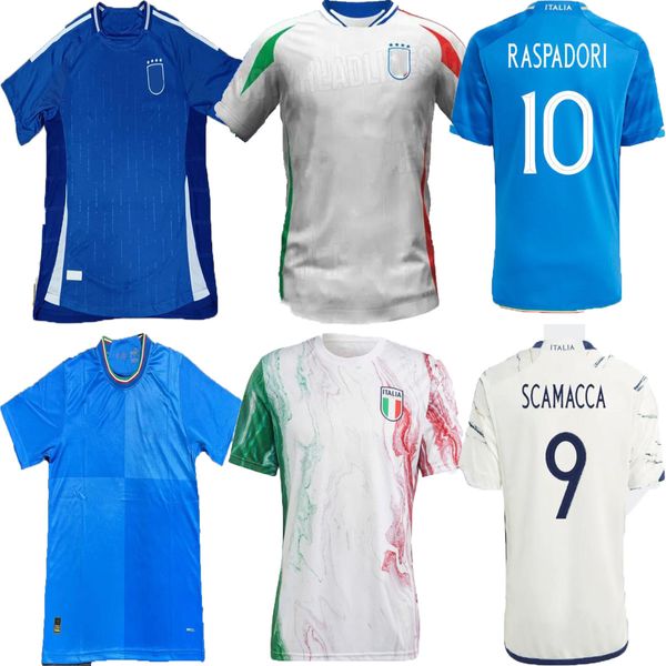 23 24 25 Itália CHIESA Camisas de futebol 2024 casa fora Itália RASPADORI VERRATTI BARELLA Camisa TOTTI LORENZO POLITANO uniforme especial de futebol MIRETTI
