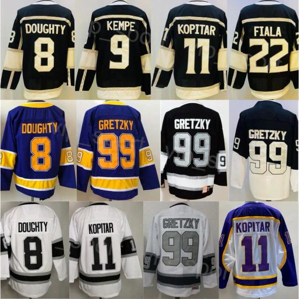 CUSTOM Mens Hockey 22 Kevin Fiala Jersey Reverse Retro 9 Adrian Kempe 99 Wayne Gretzky 8 Drew Doughty 11 Anze Kopitar Stadium Series Ricamo