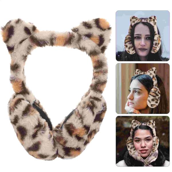 Ear muffs leopardo impressão earmuffs mulheres mais quentes inverno adulto presentes tab pelúcia animal miss bandana 231214