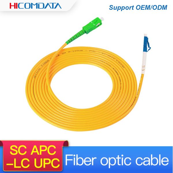 Hicomdata sc/APC-LC/upc 3m cabo de remendo de fibra óptica de modo único simplex SC-LC 2.0mm 3.0mm cabo de remendo de fibra ftth 1m 3m 5m 10m