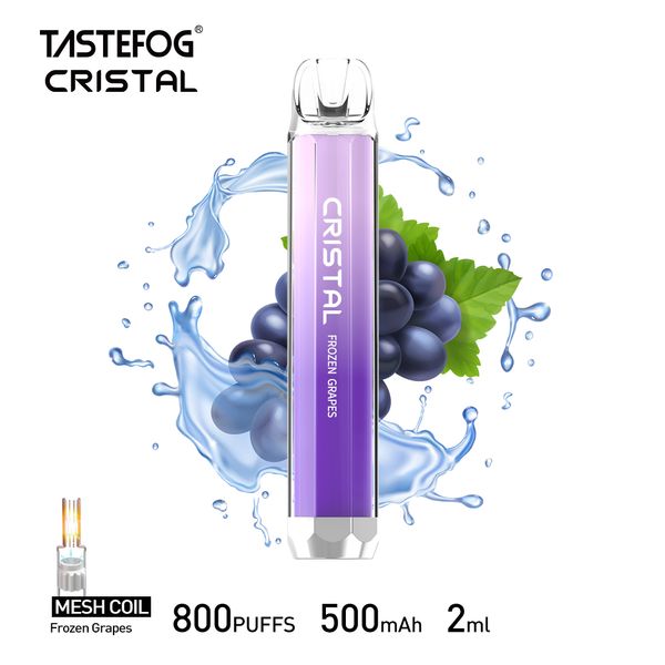 Nova Chegada Original Tastefog Cristal 800 Puffs Vaporizador Descartável Puffs 800 E-Cigarro 2% 2ml 500mAh 10 Sabores Preço de Atacado Com Luz LED