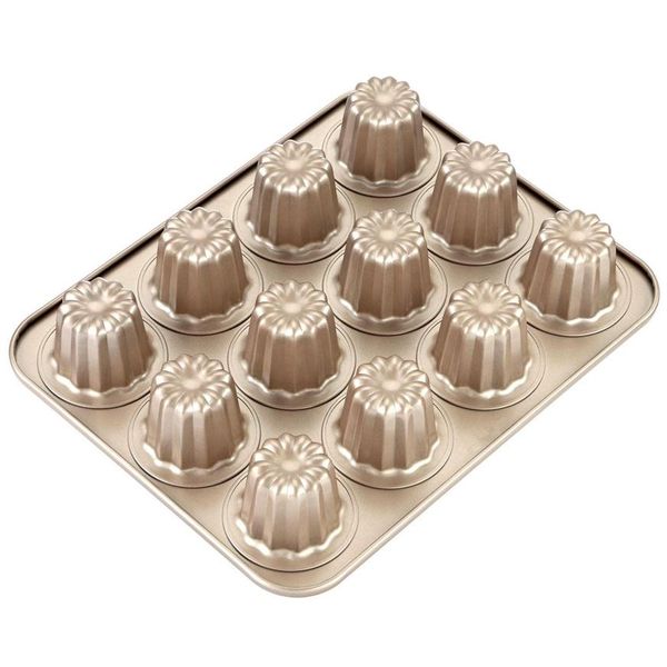 Stampo per dolci Canele Stampo per torte 12 cavità antiaderente Cannele Muffin Bakeware Cupcake Teglia per forno Cottura per vacanze e vacanze191p