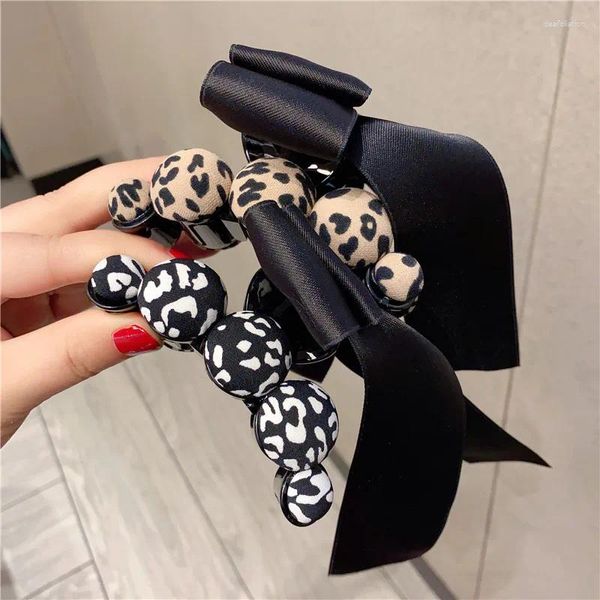 Fascio di capelli per coda di cavallo per ragazza Stampa leopardata Copricapo di moda per donna Barrette lunghe delicate Accessori eleganti