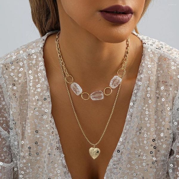 Colares de pingente elegante branco cristal pedra amor colar para mulheres na moda e encantador estilo de rua feminino jóias