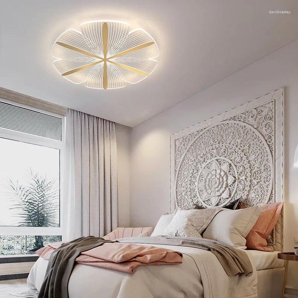 Plafoniere Lampada da camera da letto principale nordica Illuminazione rotonda a LED Rete domestica Rossa Sala creativa Soggiorno Lampade moderne e semplici