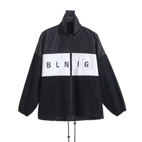 Designer de luxo Balencigass versão coreana clássica de assalto desgaste preto e branco patchwork jaqueta homens e mulheres moda nova outono e inverno