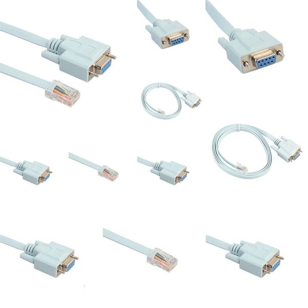 Novos adaptadores de laptop carregadores cabo de console USB RJ45 Cat5 Ethernet para Rs232 DB9 COM porta serial fêmea rollover roteadores cabo adaptador de rede azul