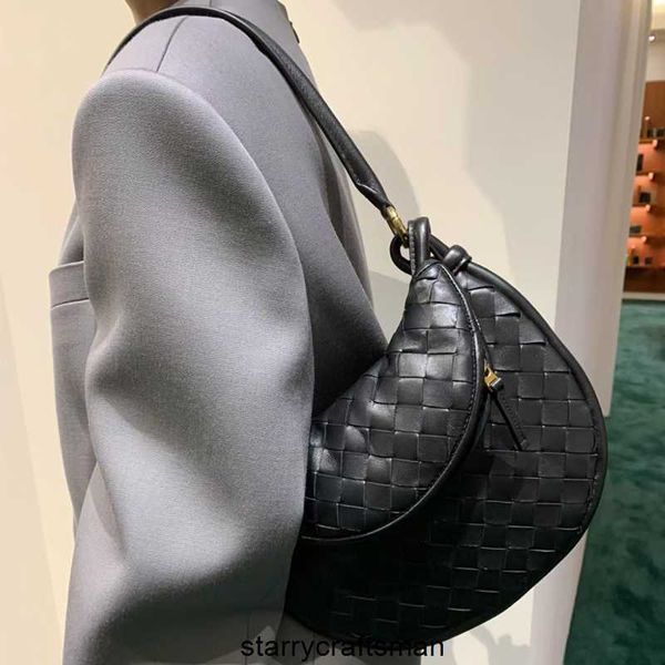 Botte Venetas Umhängetasche Damen Ledertaschen Gemelli 2024 New Kendou Same Style Woven Crescent Bun Twin Underarm Bun One Shoulder Handheld Echtes Leder Wom HBRH