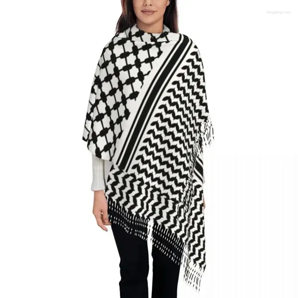 Tassel Arap Keffiyeh ile Kadın Eşarp Uzun Kış Sonbahar Şal Sarma Filistin Filistinli Tersinir Pashmina