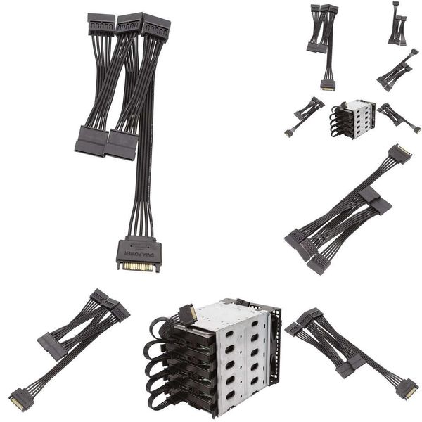 Neue Laptop -Adapter Ladegeräte 15 Pin Sata Power Extension Festplatte Kabel 1 männlich bis 5 weibliche Splitteradapter -Festplatten -Expansionskabel (60 cm)