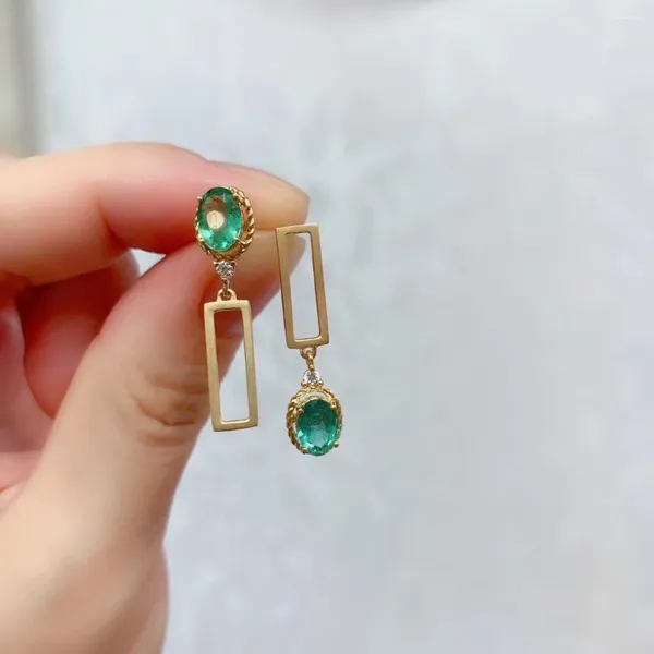 Stud Küpeler Doğal Emerald 925 Gümüş Sertifikasyon 3x5mm Yeşil Taş Güzel Kız Hediye