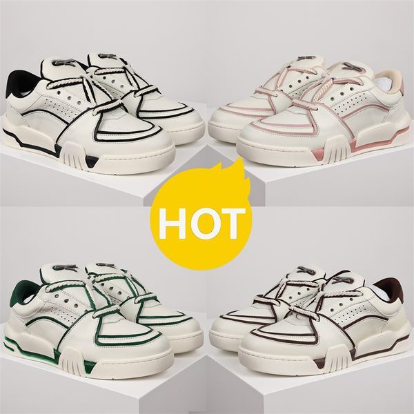 Womens low designer shoes The Last Redemption WMNS Spacecourt Trainer Couro alto Branco Rosa Café Verde Preto mulheres tênis casuais treinadores